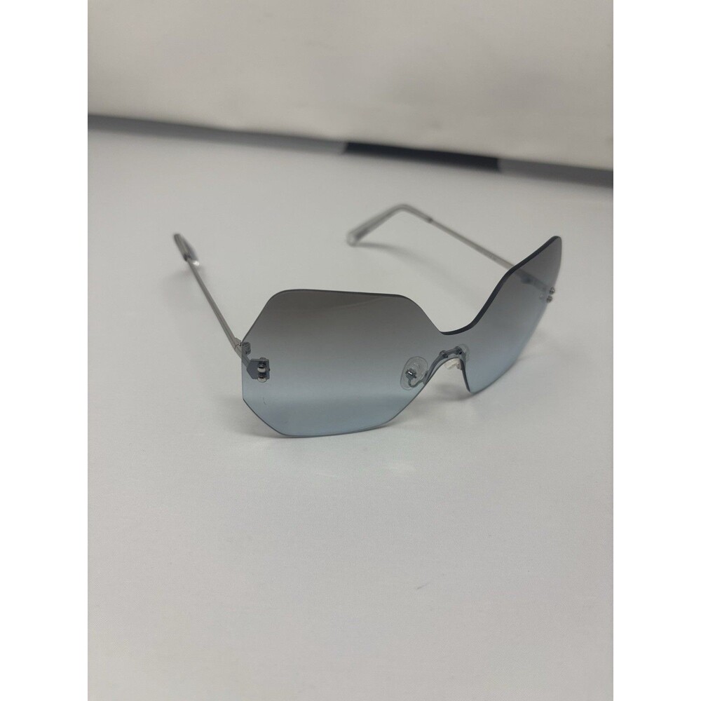 Kendall + Kylie KK4075 Women's Rimless Geometric Sunglasses Silver Blue Gradient